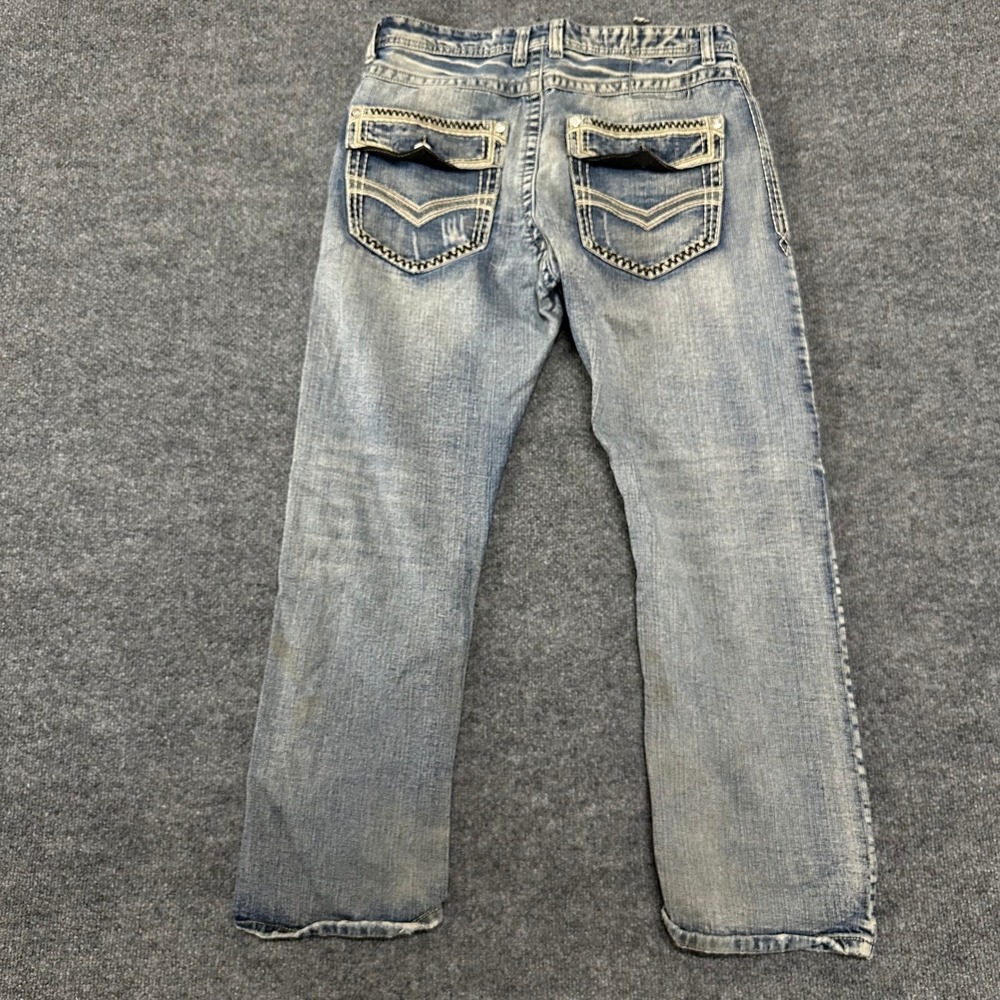 Guess Jeans Mens Size 34 Blue Distressed Embellished Straight Leg Y2K GS115